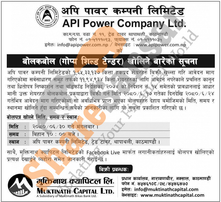 Api Power Company Limited has published bid opening date for 11,94,934 ...